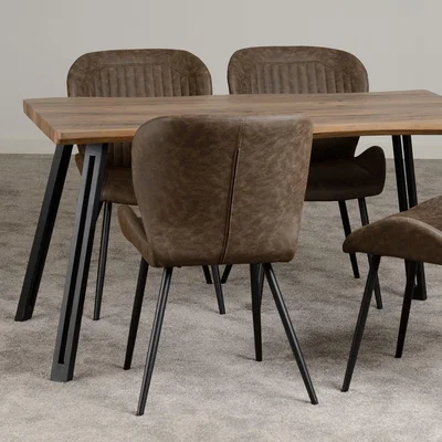 Dunelm Quebec Wave Dining Set Mid Oak (Brown)