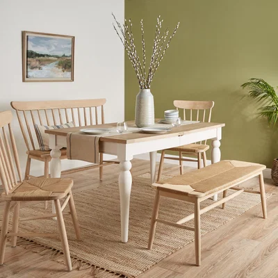 Dunelm Churchgate Table, Chairs and Bench Set White