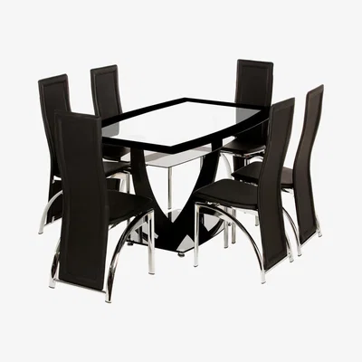 Dunelm Henley 6 Seater Glass Dining Set Black