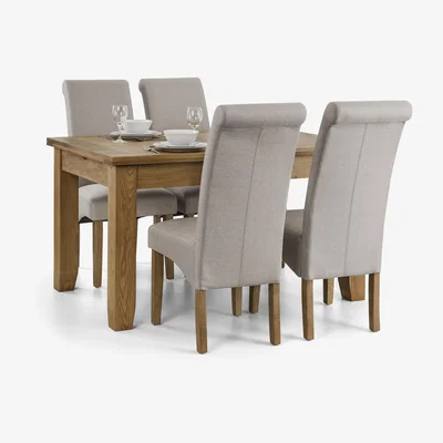 Dunelm Astoria Dining Table and 4 Rio Chairs Set Mid Oak (Brown)