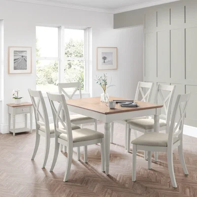 Dunelm Provence Extendable Dining Table with 6 Chairs Grey