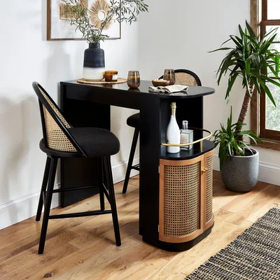 Dunelm Franco Statement Bar Table with Luella Bar Stools Luella Black