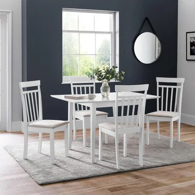 Dunelm Rufford Square Extendable Dining Set with 4 Coast Chairs White