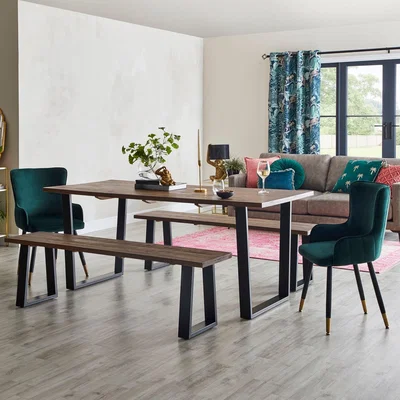 Dunelm Jackson Dining Table with Corrine Chairs and Jackson Bench MultiColoured