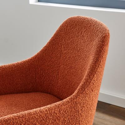 Dunelm Oadby Rectangular Dining Table with Eddie Orange Umber Boucle Dining & Carver Chairs