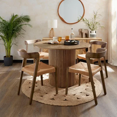 Dunelm Amari Round Dining Table with Melia Dark Stained Dining Chairs