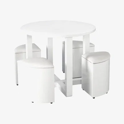 Dunelm Charisma 4 Seater Stowaway Dining Set White