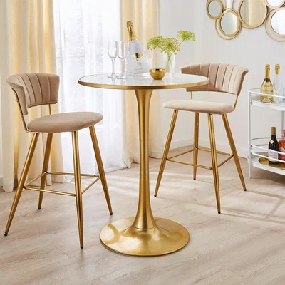 Dunelm Silas Bar Table with 2 Kendall Bar Stools Kendall Mink