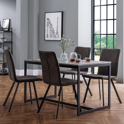 Dunelm Staten Rectangular Dining Table with 4 Monroe Chairs Grey