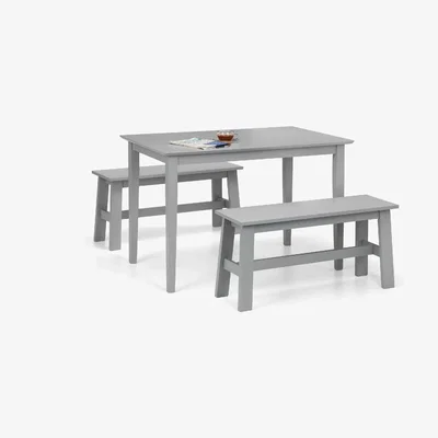 Dunelm Kobe Rectangular Dining Table with 2 Benches Grey
