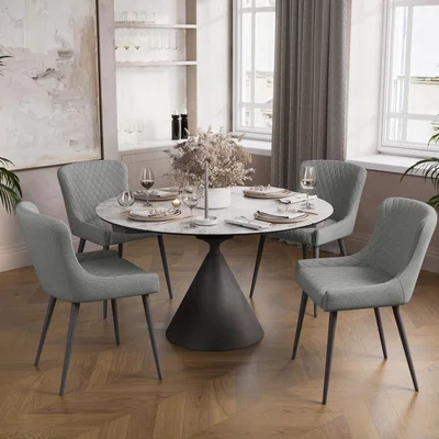 Dunelm Indus Valley Camden 4-6 Seater Extendable Conical Dining Table With 4 Aura Chairs