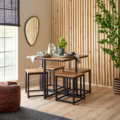 Dunelm Vixen Compact Cube Dining Set Light Oak