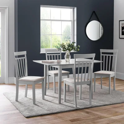 Dunelm Rufford Grey Dining Table with 4 Coast Grey Chairs Grey