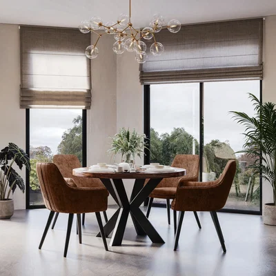 Dunelm Indus Valley Logan 4 Seater Round Dining Table With 4 Logan Chairs