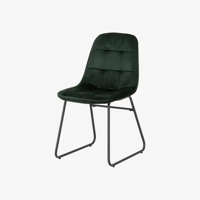 Dunelm Lukas Set of 2 Dining Chairs Green Velvet Green