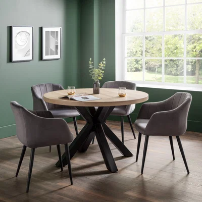 Dunelm Berwick Round Dining Table with 4 Hobart Chairs Oak