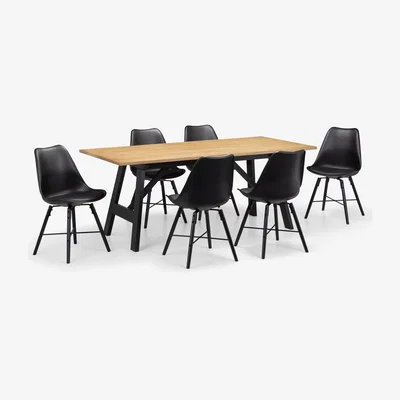 Dunelm Hockley Dining Table with 6 Kari Chairs Black
