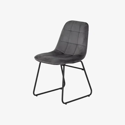 Dunelm Lukas Set of 2 Dining Chairs Grey Velvet Grey