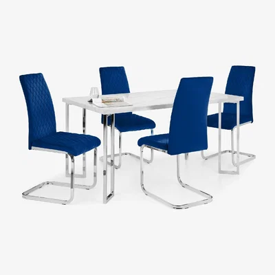 Dunelm Positno Set with 4 Calabria Chairs Blue