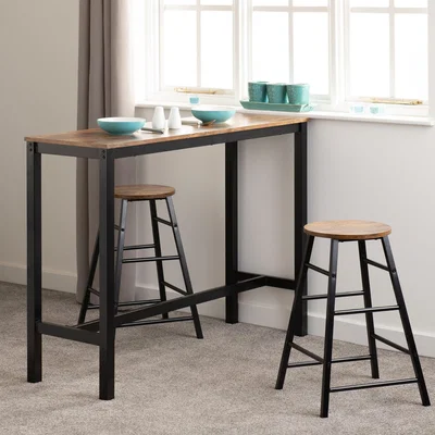 Dunelm Athens Acacia Effect Breakfast Bar Set Brown