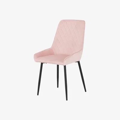Dunelm Avery Set of 2 Dining Chairs Pink Velvet Pink
