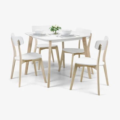Dunelm Casa Dining Table with 4 Chairs White