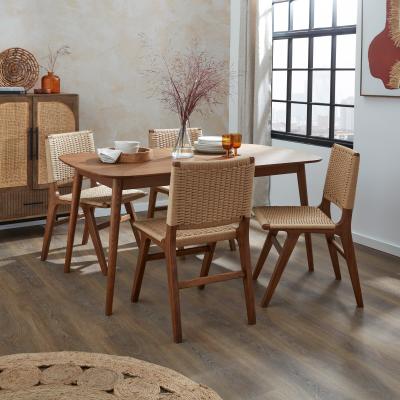 Dunelm Karla Rectangular Extendable Dining Table With 4 Cordella Dark Stained Oak Chairs Natural