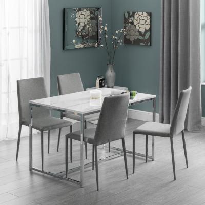 Dunelm Scala Dining Table & 4 Jazz Grey Chairs Silver