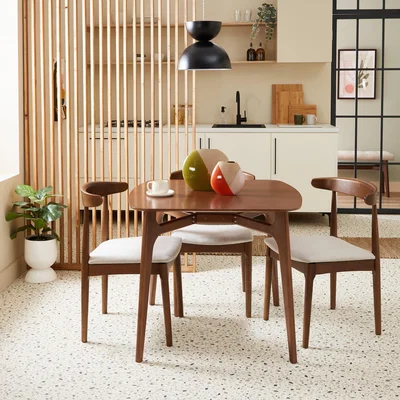 Dunelm Alva Square Dining Table with Alva Dining Chairs Natural