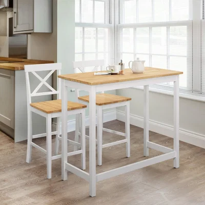 Dunelm Marlow 2 Seater Bar Set, Ivory Oak Ivory