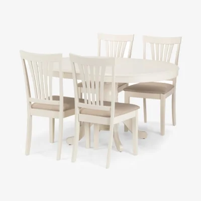 Dunelm Return - Stanmore 4 Seater Round Dining Table with 4 Chairs, Off White