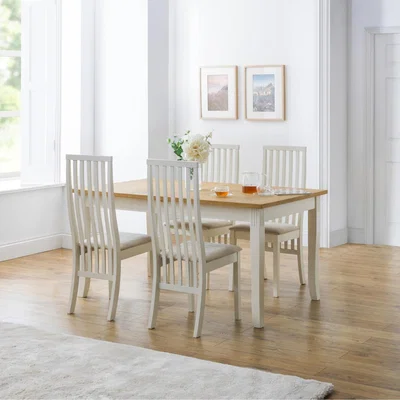 Dunelm Davenport Extendable Dining Table with 4 Vermont Chairs Cream