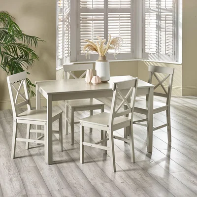 Dunelm Malaren 4 Seater Dining Set, Grey Grey