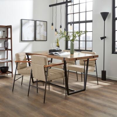 Dunelm Rayner Rectangular Dining Table with Bude Mushroom Boucle Carver Chairs