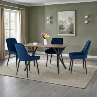 Dunelm Athens Oak Effect Rectangle Dining Table with 4 Avery Dining Chairs