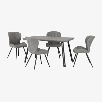 Dunelm Quebec Wave Concrete Effect Dining Set Grey