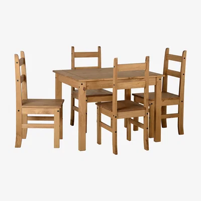 Dunelm Corona Pine 4 Seater Dining Set Brown