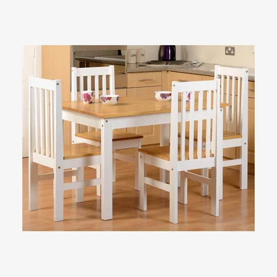 Dunelm Ludlow White Pine 4 Seater Dining Set White/Brown