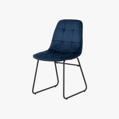 Dunelm Lukas Set of 2 Dining Chairs Blue Velvet Navy Blue