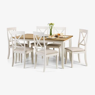 Dunelm Davenport Dining Table with 6 Chairs Cream and Brown