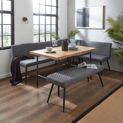 Dunelm Bryant Rectangular Dining Table with Montreal Grey Faux Leather Benches