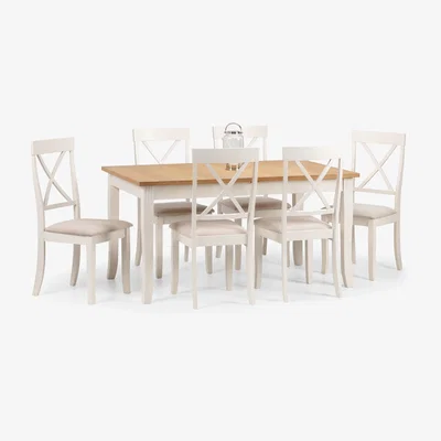 Dunelm Davenport Extending Dining Table with 6 Chairs Ivory