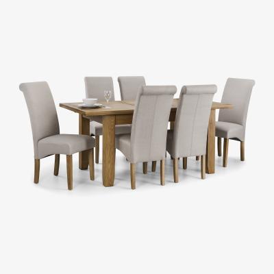 Dunelm Astoria Dining Table and 6 Rio Chairs Set Mid Oak (Brown)