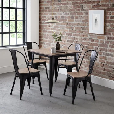 Dunelm Grafton Square Dining Table with 4 Chairs Brown