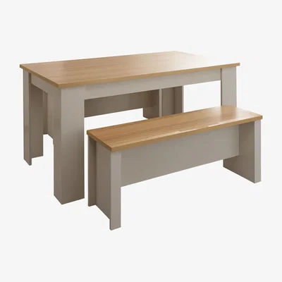 Dunelm Lancaster 150cm Dining Table and Bench Set Grey and Brown