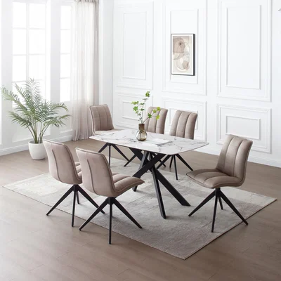 Dunelm Indus Valley Aura Dining Table With 6 Aura Chairs