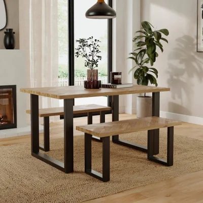 Dunelm Shelton 4 Seater Dining Table and Bench Set