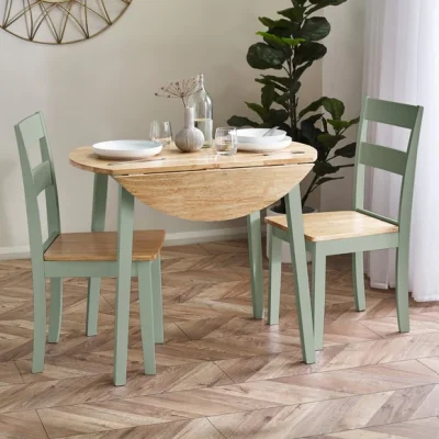 Dunelm Linwood Round Dropleaf Dining Table with 2 Dining Chairs