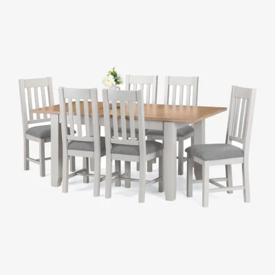 Dunelm Richmond Rectangular Dining Table with 6 Chairs, Grey