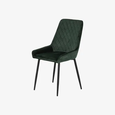 Dunelm Avery Set of 2 Dining Chairs Green Velvet Green